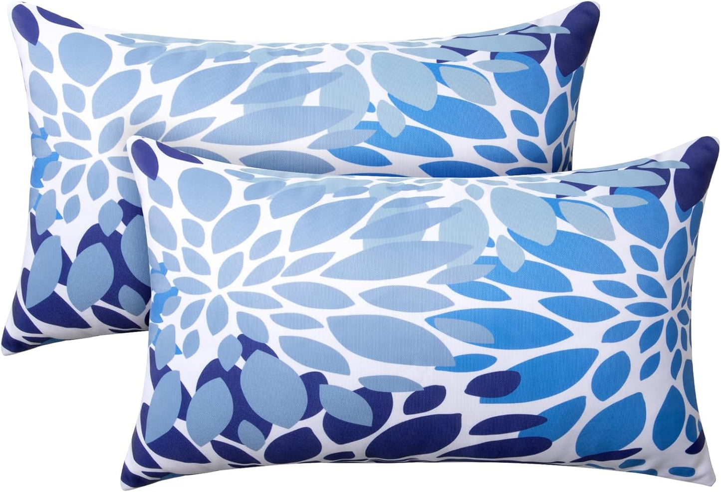 Outdoor Pillows, Pack of 2 12x20 Lumbar Pillows Water Resistant Decorative Throw Pillows for Couch, Sofa and Patio Furniture(Blue)