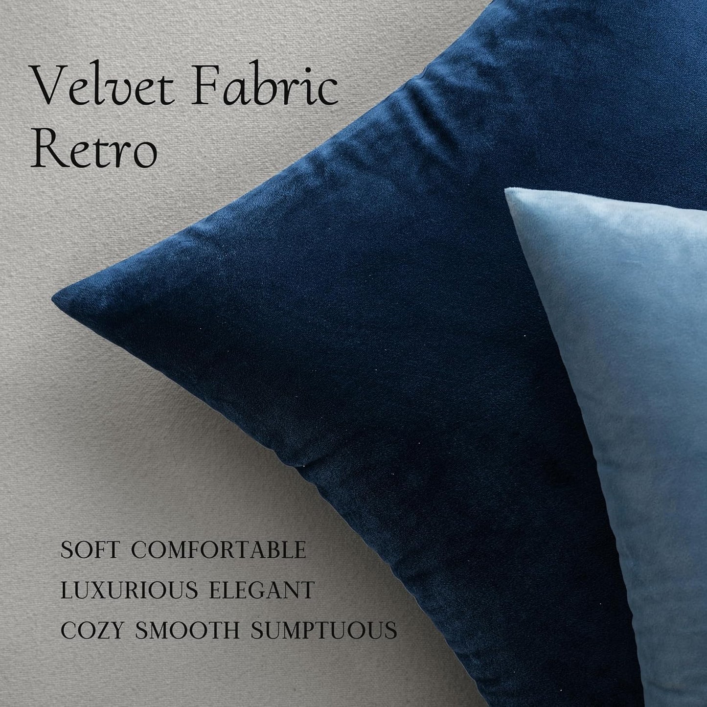 MIULEE Velvet Throw Pillow Covers 18x18 Inch, Pack of 2 - Dark Blue, Super Soft Decorative Square Cushion Cases Modern Luxury Home Decor for Sofa, Couch, Bed, Chair