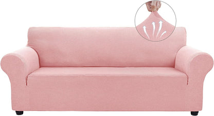 Couch Covers for 3 Cushion Couch Sofa Pet Friendly, 3 Seater Sofa Cover Washable Slipcovers Protector Furniture Covers for Dogs Spandex Jacquard Fabric Small Checks（Large，Black）