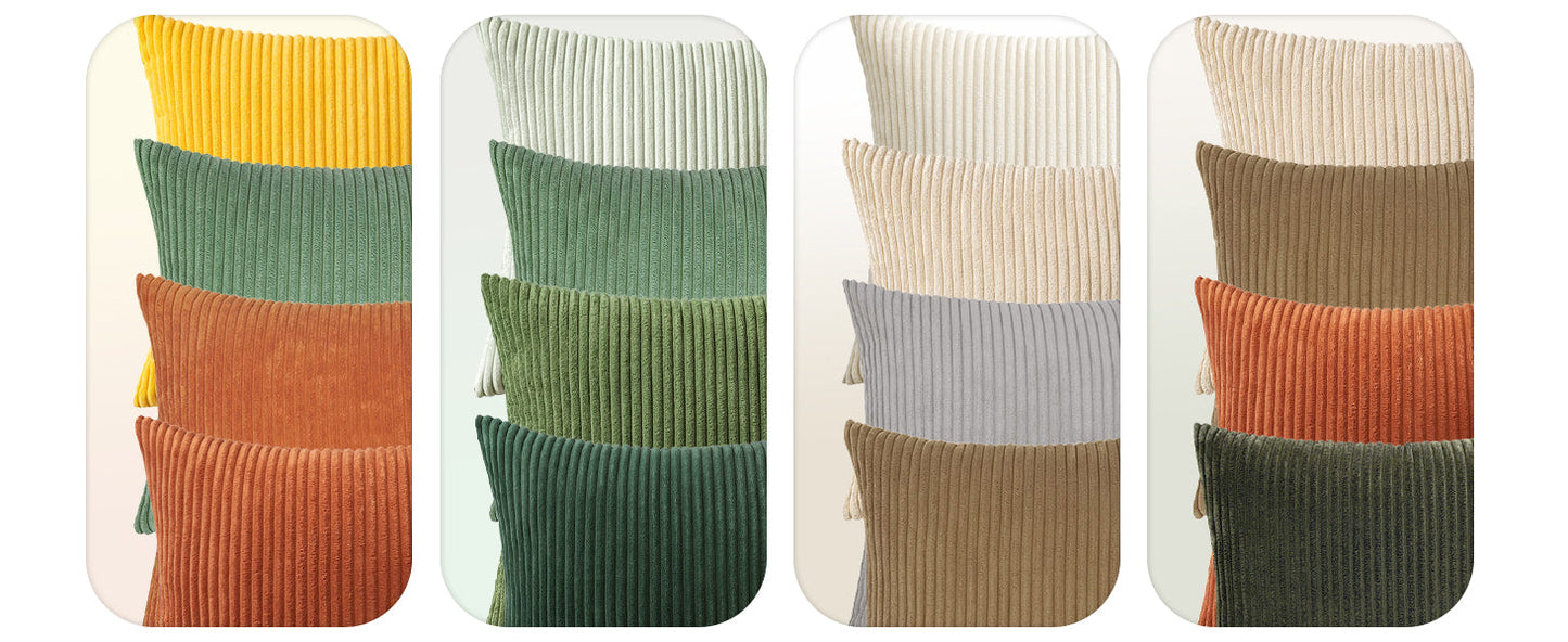 MIULEE Boho Farmhouse Sage Green Throw Pillow Covers 18x18 Inch Set of 4 Mordern Nordic Cushion Covers Soft Corduroy Spring Home Decor for Couch Bed Sofa Living Room Forest Green