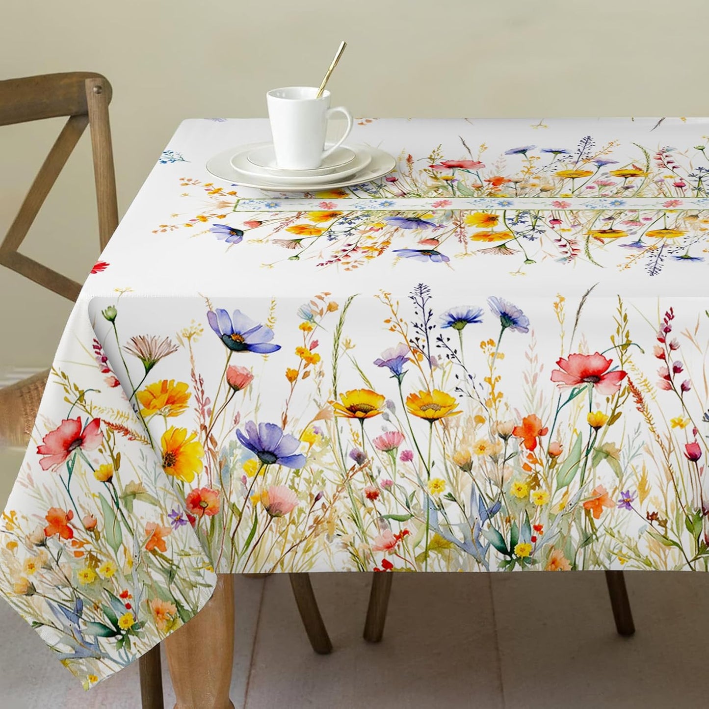 Spring Tablecloth 60x84 Inch for Rectangle Tables - Blooming Flower Spring Decorations for Home - Water Resistant Flower Table Cloth for Party,Table