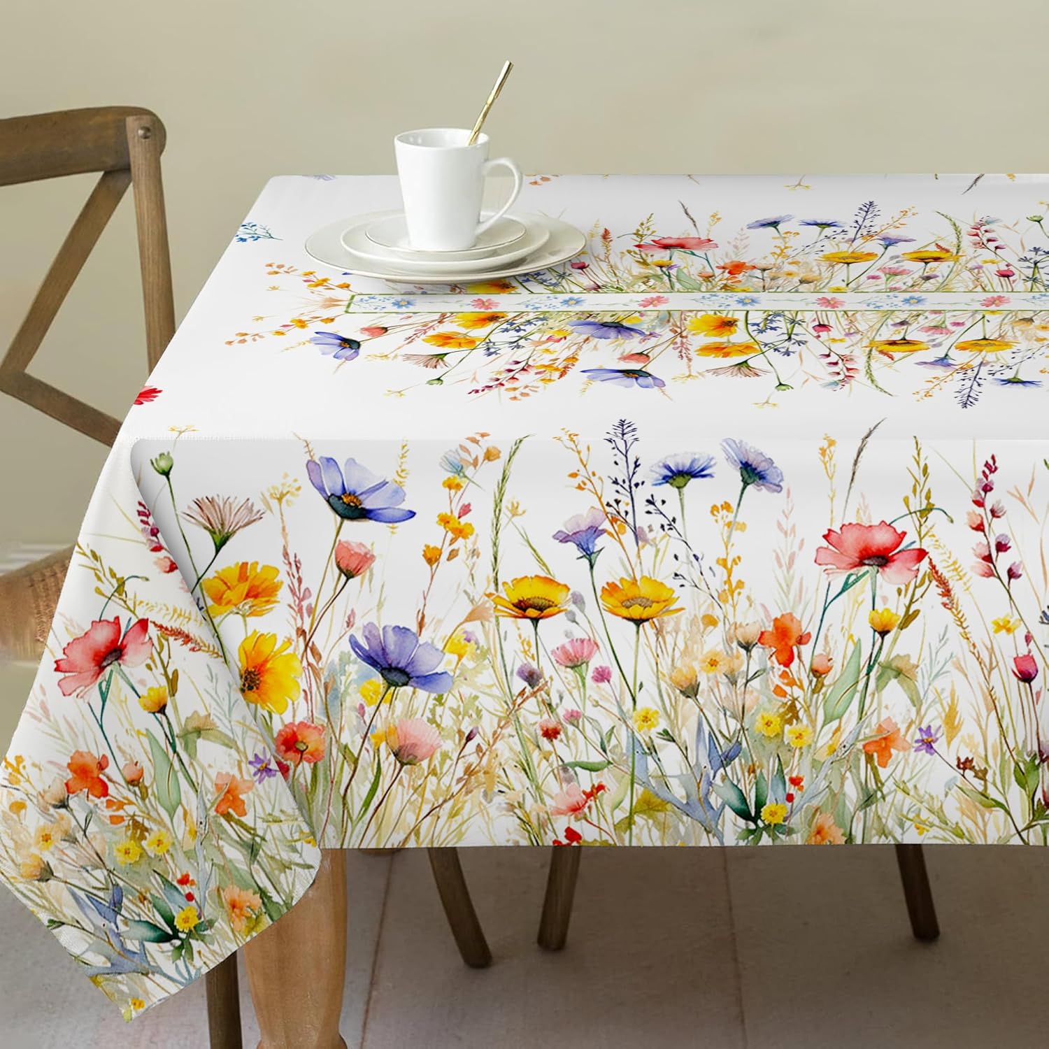 Spring Tablecloth 60x84 Inch for Rectangle Tables - Blooming Flower Spring Decorations for Home - Water Resistant Flower Table Cloth for Party,Table