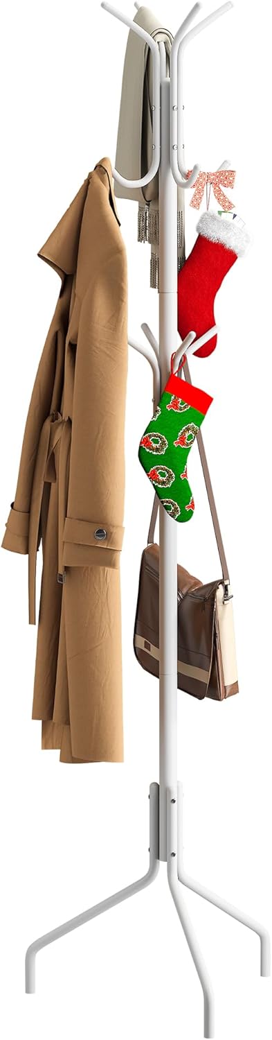 Coat Rack Freestanding Coat Tree Standing Coat and Hat Hanger Jacket Organizer Rack Metal,18.3" L x 18.3" W x 71.5" H, Black