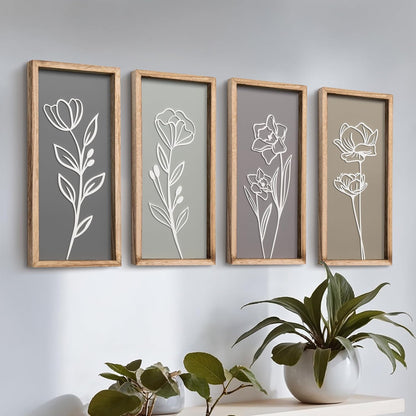 3D Floral Green Wall Art (Set of 2) Lightweight, Wooden Ready-to-Hang Boho Framed Wall Art for Bathroom, Bedroom, Living Room or Office – Premium Sage Green Farmhouse Decor – Gift-Boxed