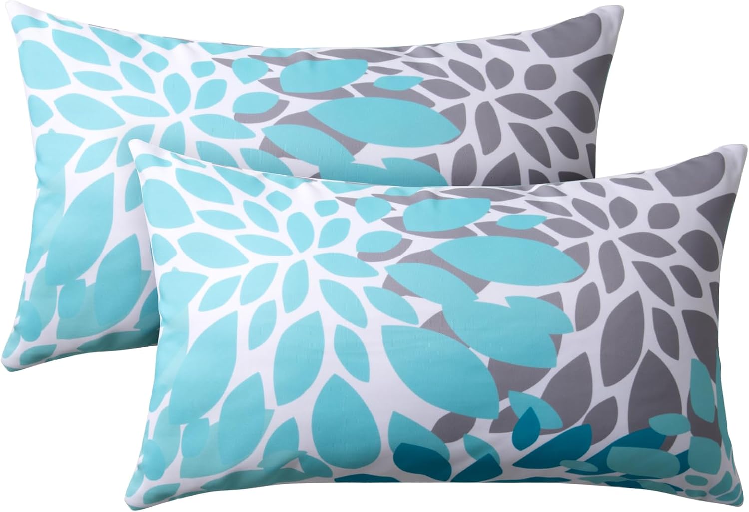 Outdoor Pillows, Pack of 2 12x20 Lumbar Pillows Water Resistant Decorative Throw Pillows for Couch, Sofa and Patio Furniture(Blue)