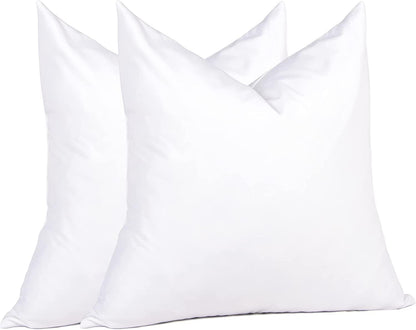 puredown® Feather Down Throw Pillow Inserts 22 x 22 (Pack of 2, White), Big Throw Pillows for Floor, Couch, Bed, Machine Washable