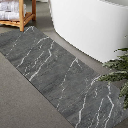 Rug Custom Size-Rubber Non Slip Quick Dry Super Absorbent Thin Rugs Fit Under Door-Washable Bathroom Floor Mats for in Front of Bathtub,Shower Room,Sink, Gray Marble, 3' x 5'