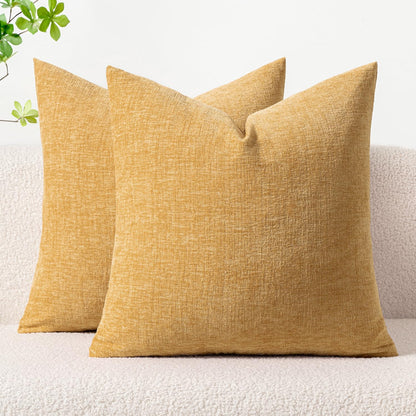 MIULEE Pack of 2 Couch Throw Pillow Covers 18x18 Inch Spring Soft Sage Green Chenille Pillow Covers for Sofa Living Room Solid Dyed Pillow Cases