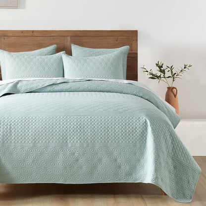 HOME Quilt Set Queen Size Navy Blue, Classic Geometric Diamond Stitched Pattern, Ultra Soft Microfiber Lightweight Bedding Bedspread Coverlet for All Season with 1 Quilt 2 Pillow Shams