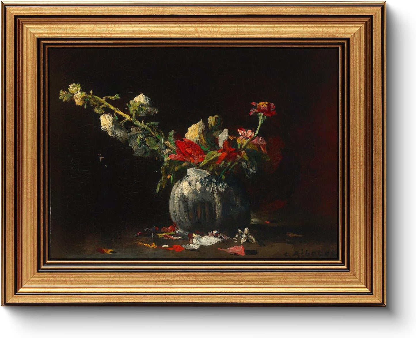 Gold Framed Vintage Wall Art for Living Room, Flowers Painting Canvas Prints Shelf Decor for Kitchen, Aesthetic Bedroom Wall Art, Christmas Gifts for Friends or Family (White Hydrangea 8"x10")