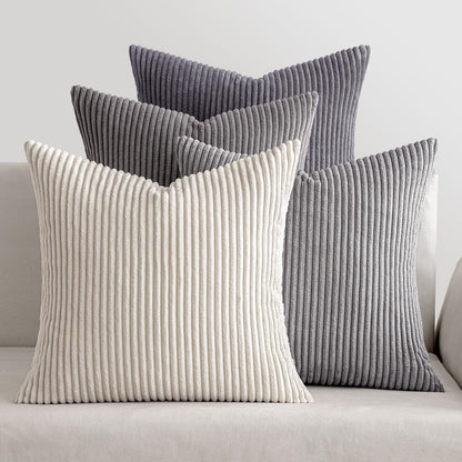 MIULEE Boho Farmhouse Sage Green Throw Pillow Covers 18x18 Inch Set of 4 Mordern Nordic Cushion Covers Soft Corduroy Spring Home Decor for Couch Bed Sofa Living Room Forest Green