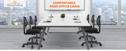 Small Office Desk Chair, Ergonomic Low-Back Mesh Rolling Work Swivel Chairs with Wheels, Armless Comfortable Seat Lumbar Support for Home, Bedroom, Study, Student, Adults,Classic Black