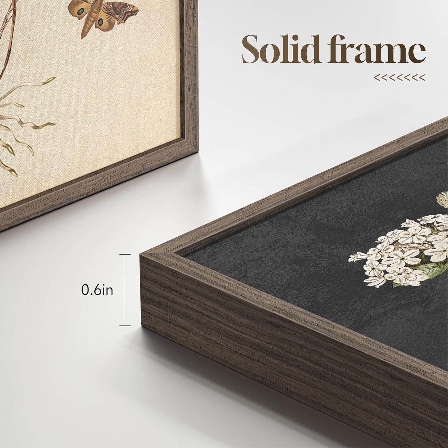 Framed Vintage Botanical Wall Art Bedroom, 4 Piece Rustic Farmhouse Floral Canvas Prints Artwork, Neutral Flower Butterfly Pictures for Modern Farmhouse Living Room Kitchen Bathroom Wall Decor, 11x14
