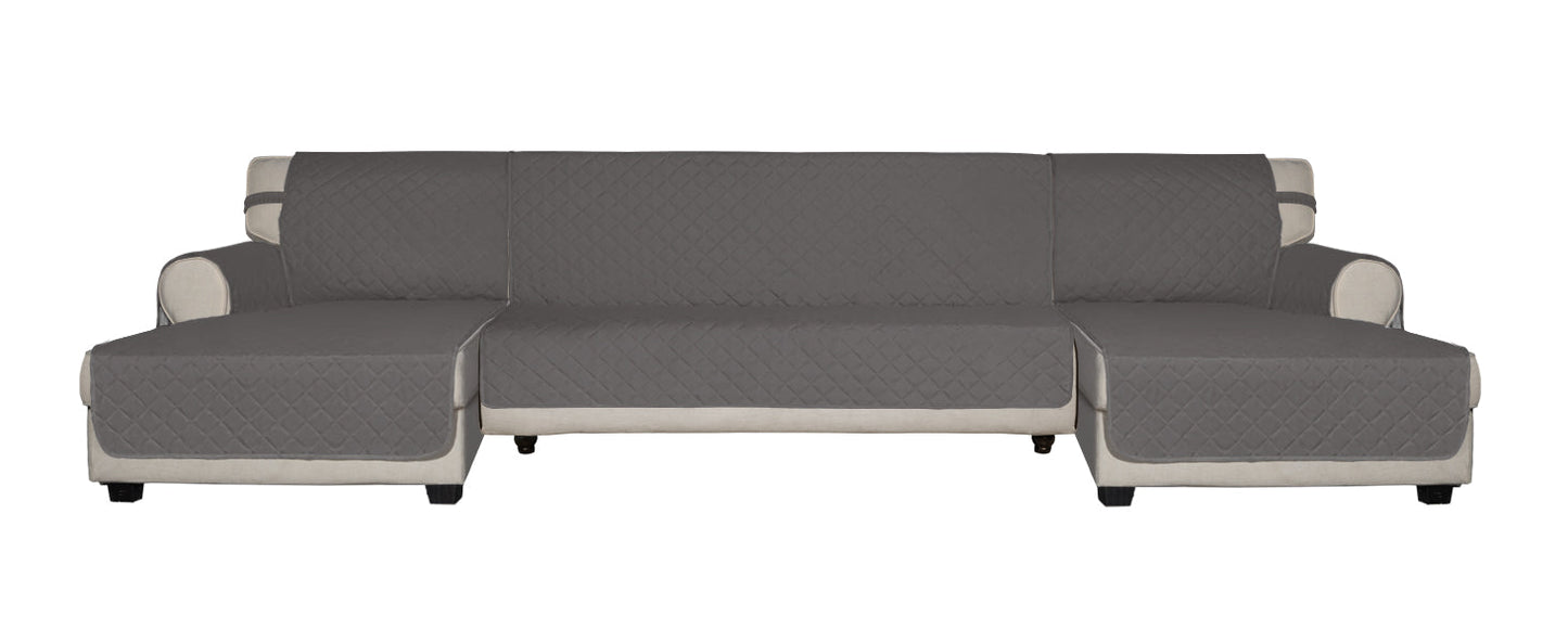 Easy-Going Reversible Couch Cover for 3 Cushion Couch Sofa Cover for Dogs Water Resistant Furniture Protector Cover with Foam Sticks Elastic Straps for Pet Cat (Sofa, Gray/Light Gray)