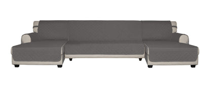 Easy-Going Reversible Couch Cover for 3 Cushion Couch Sofa Cover for Dogs Water Resistant Furniture Protector Cover with Foam Sticks Elastic Straps for Pet Cat (Sofa, Gray/Light Gray)