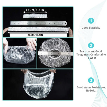 30pcs Disposable Shower Caps-Multi-Purpose Thickening Elastic Bath Cap Plastic Waterproof Clear Shower Cap Bath Shower Caps Women Spa,Men Hair Caps,Home Use,Hotel and Hair Salon, Travel.(Size 46CM)