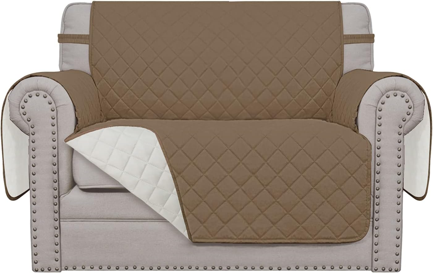 Easy-Going Reversible Couch Cover for 3 Cushion Couch Sofa Cover for Dogs Water Resistant Furniture Protector Cover with Foam Sticks Elastic Straps for Pet Cat (Sofa, Gray/Light Gray)