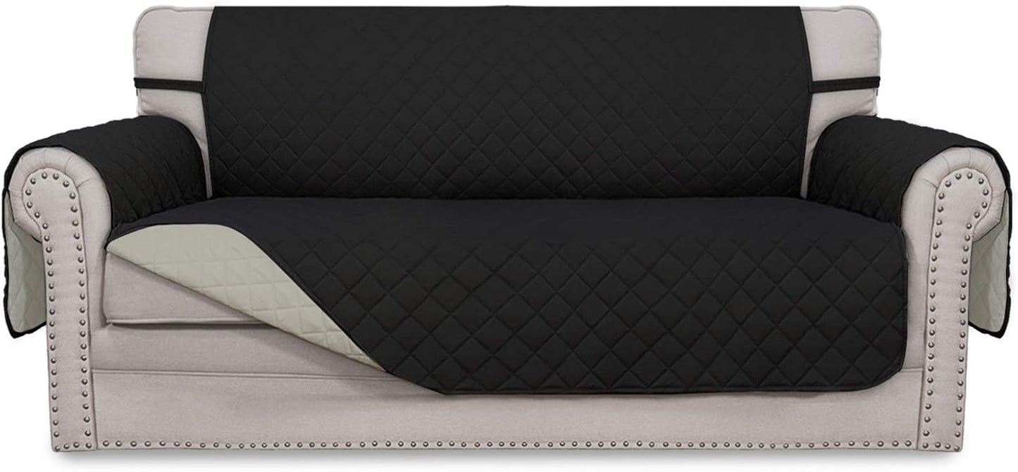 Easy-Going Reversible Couch Cover for 3 Cushion Couch Sofa Cover for Dogs Water Resistant Furniture Protector Cover with Foam Sticks Elastic Straps for Pet Cat (Sofa, Gray/Light Gray)